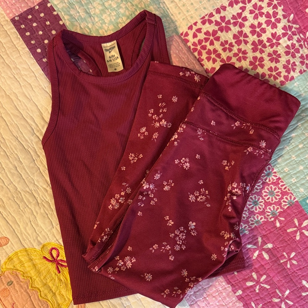 OshKosh B'gosh Burgundy Floral Pajama Set